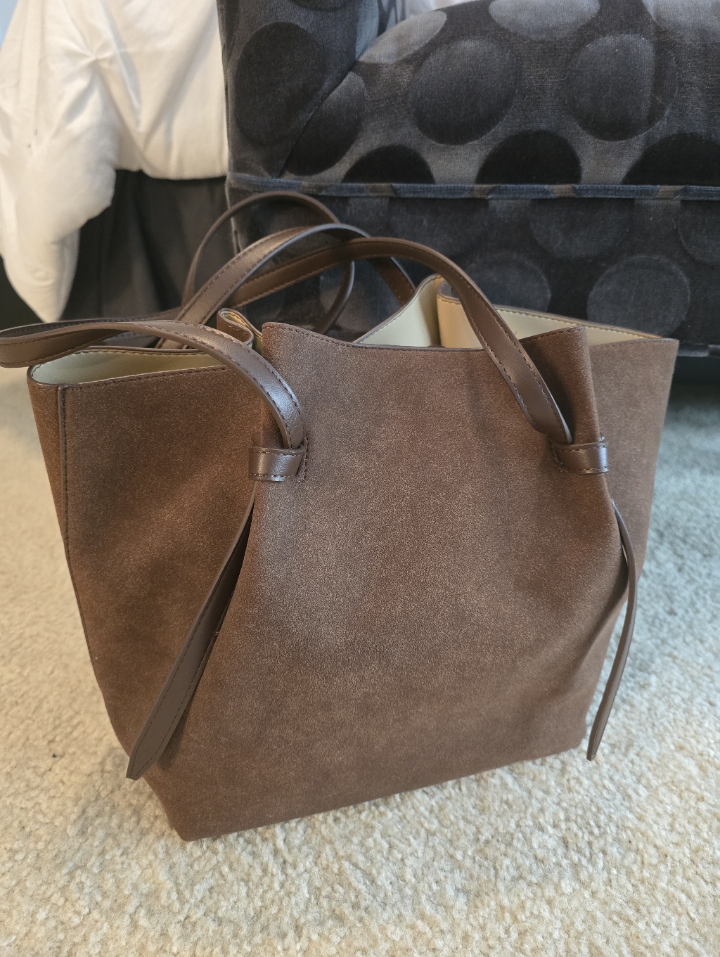 Classic Brown Suede Tote Bag - Casual Everyday Carry